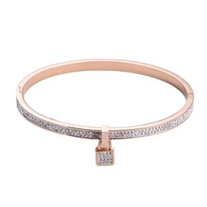 Elegant Rose Gold Bangle with Crystal Accents